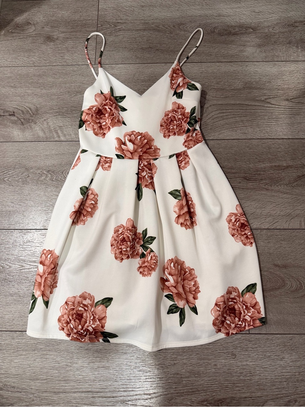 Monteau White Sundress with Pink Floral Accents